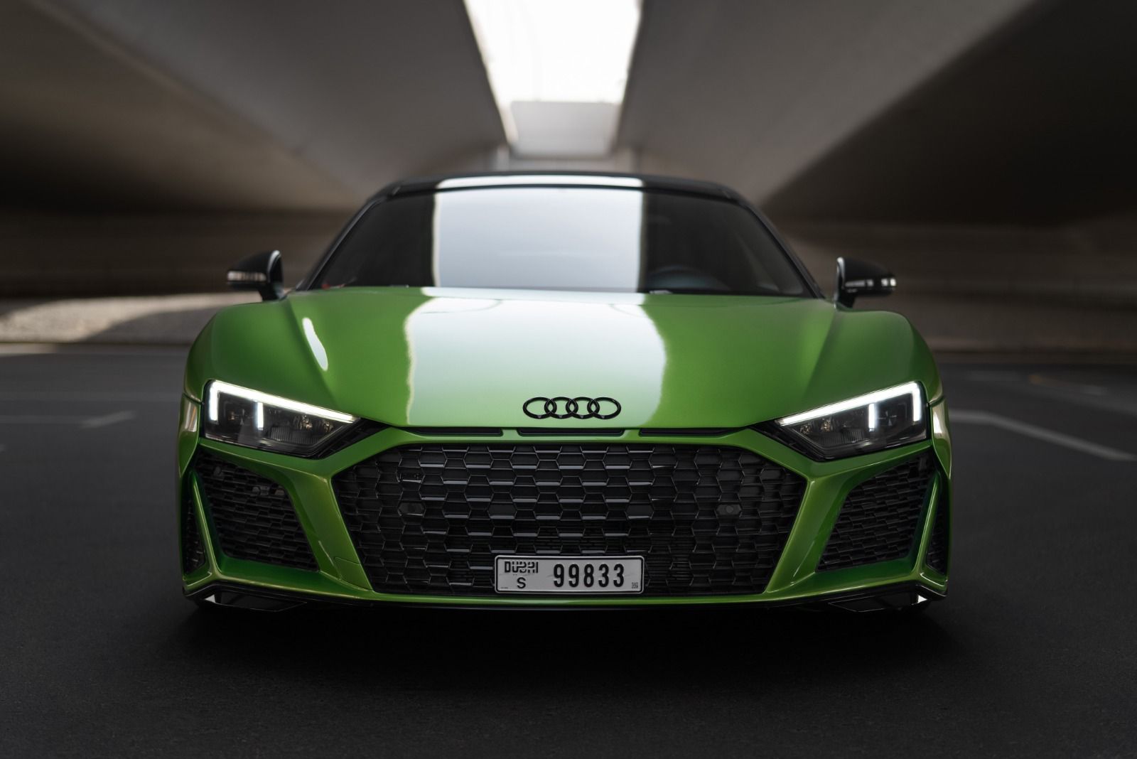 Audi R8 Spyder performance Green  2021 Hire dubai