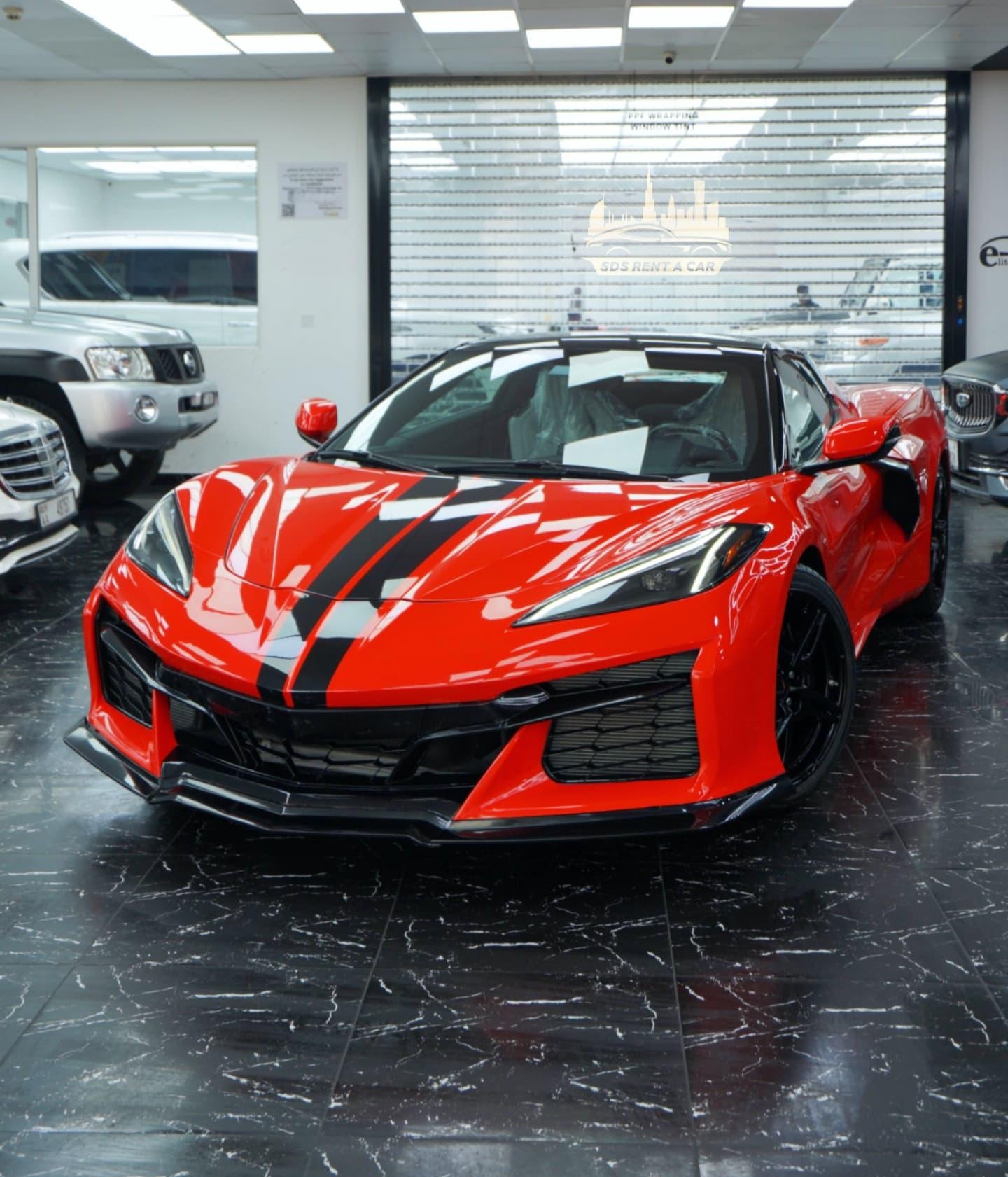 Chevrolet Corvette C8 Convertible Red  2023 Hire dubai