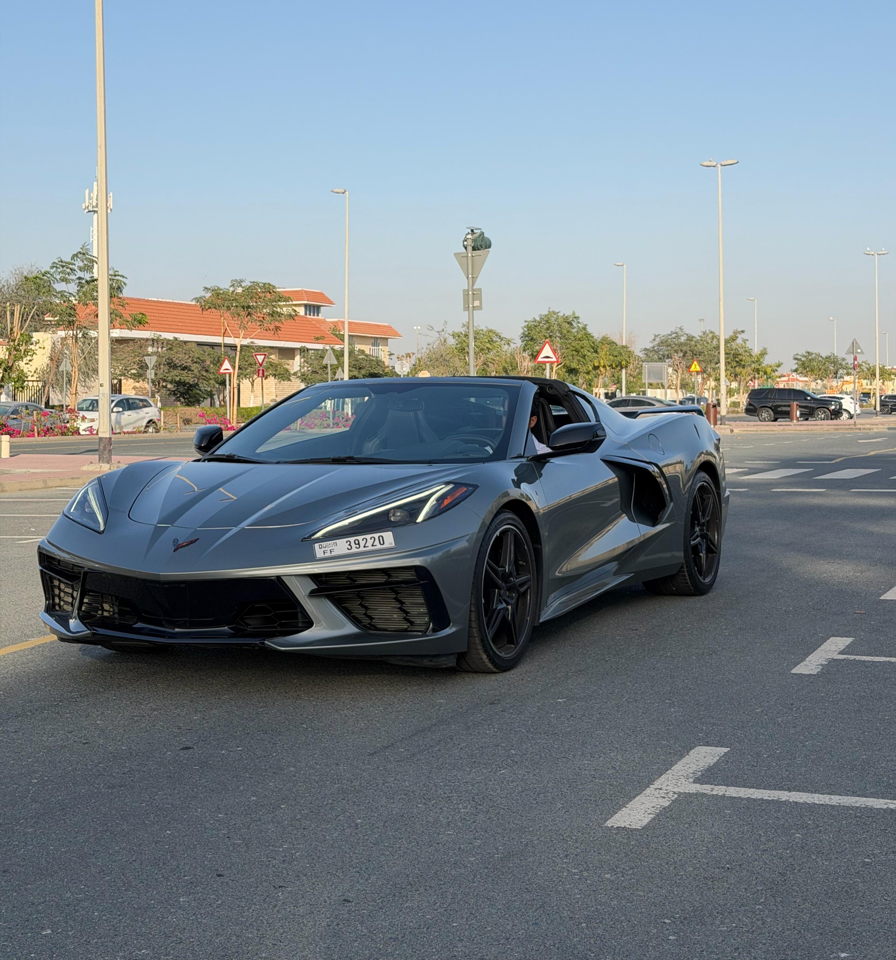 Chevrolet Corvette C8 Convertible Gray  2023 Hire dubai