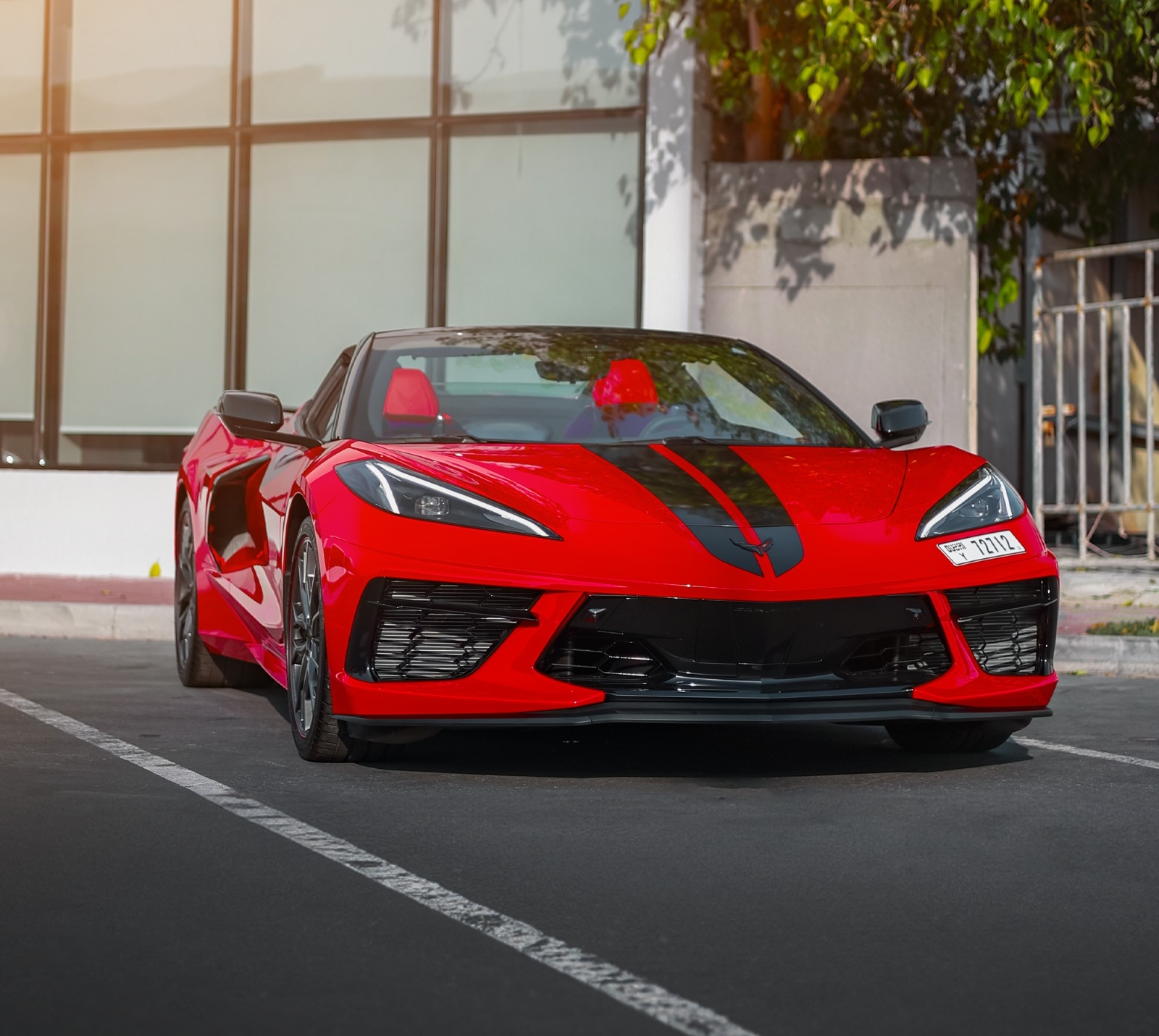Chevrolet Corvette C8 Convertible Red Without Deposit  2024 Hire dubai