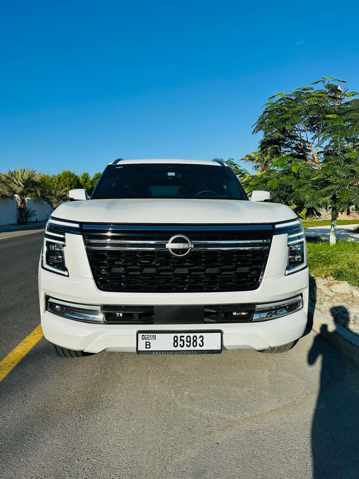 Nissan Patrol Platinum White Interior Saffron  2025 Hire dubai