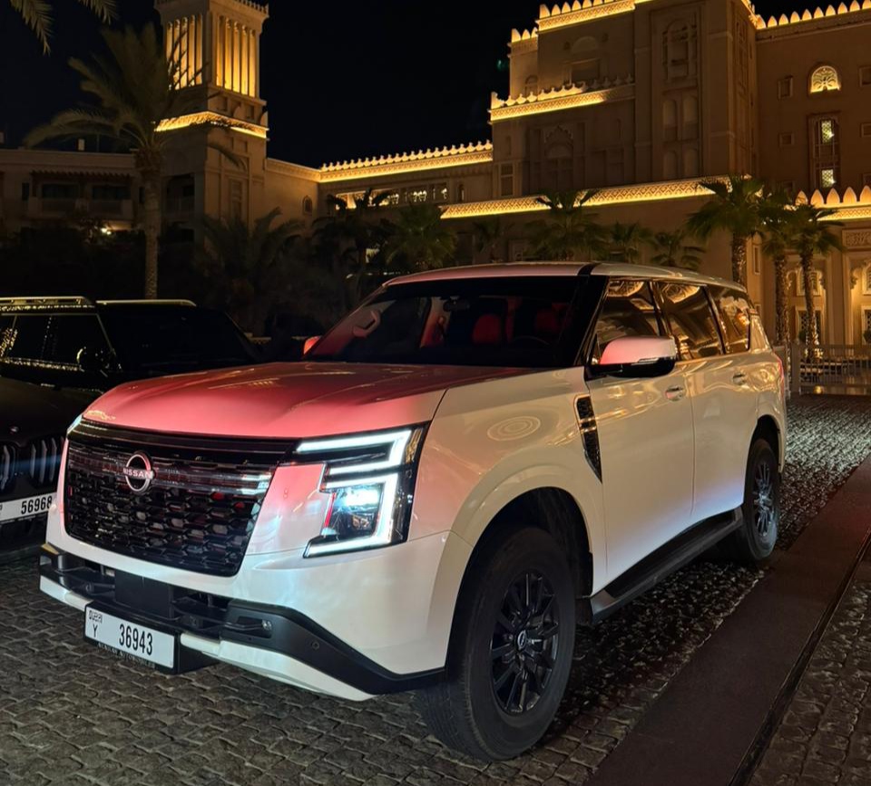 Cheap Nissan Patrol Mid options white  2026 Hire dubai