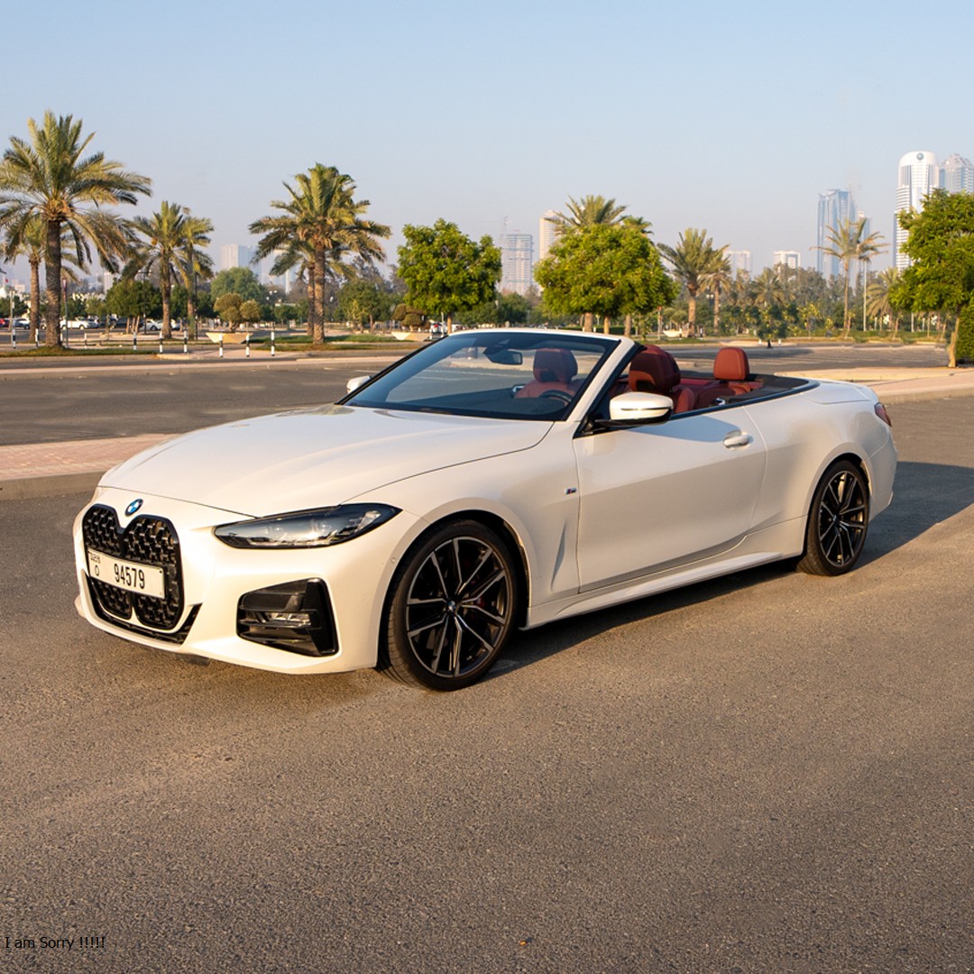 Bmw 4 series Cabrio 430i White without Deposit  2024 Hire dubai