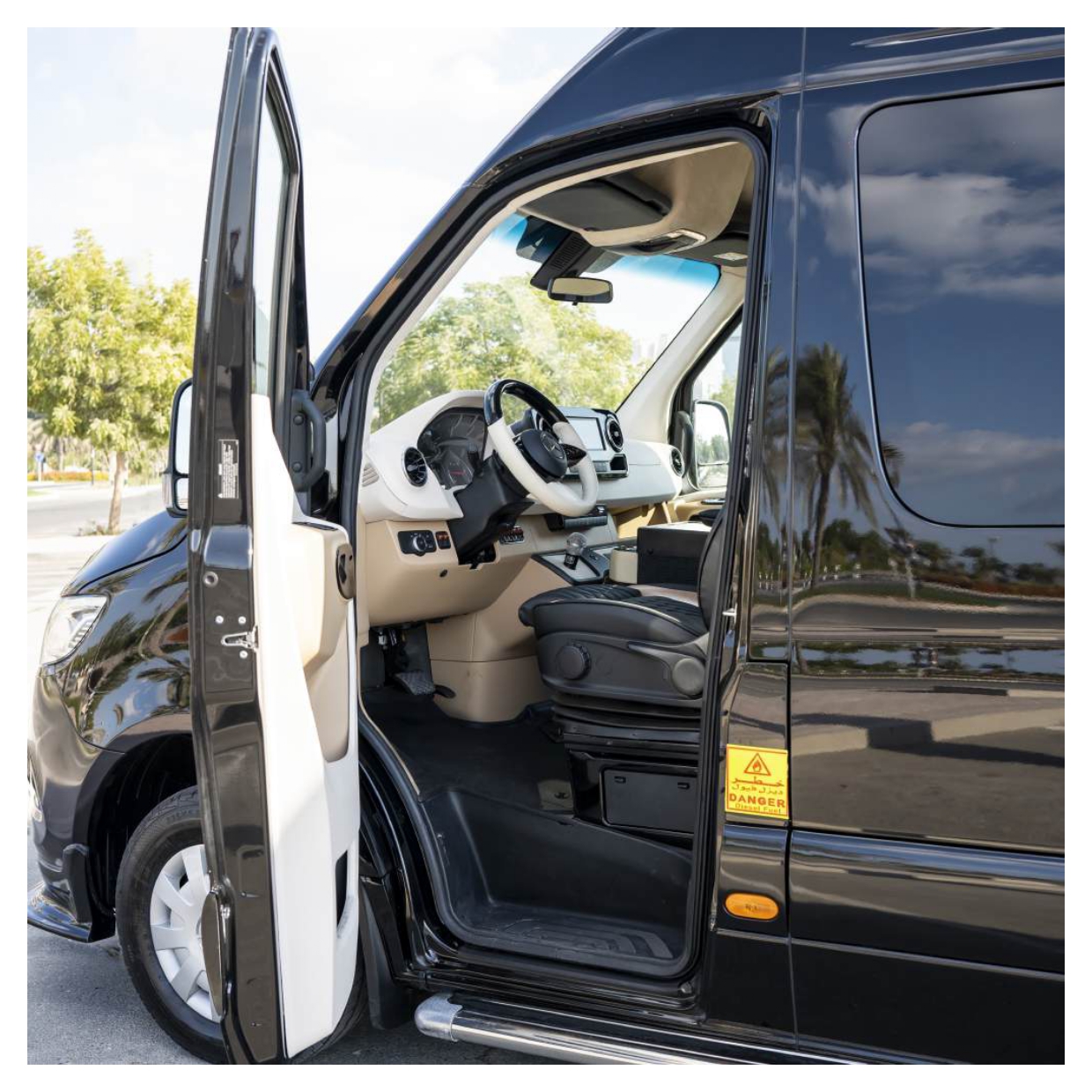 Rent Maybach Sprinter 19 Seater BLACK 2024 with chauffeur in Dubai , UAE 