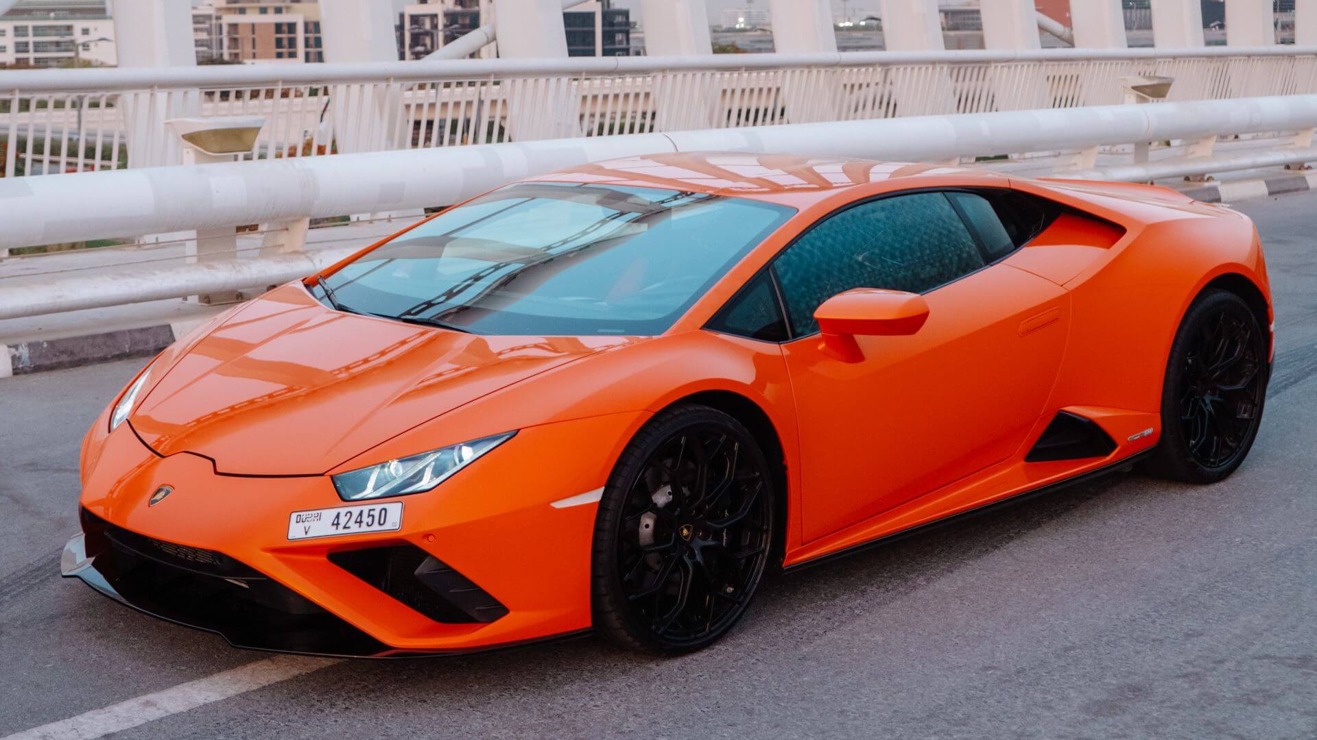 Rent Lamborghini Huracan ORANGE 2023 in Dubai , UAE 