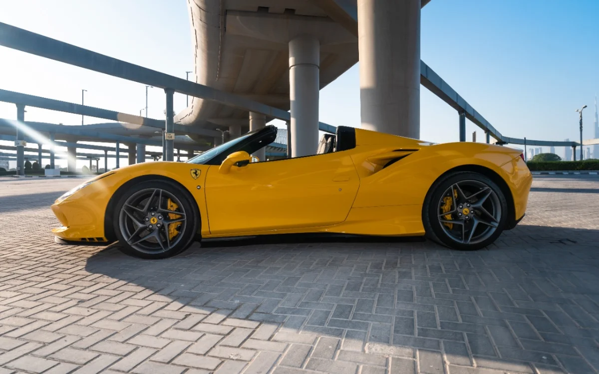 Rent Ferrari F8 YELLOW 2022 in Dubai , UAE 