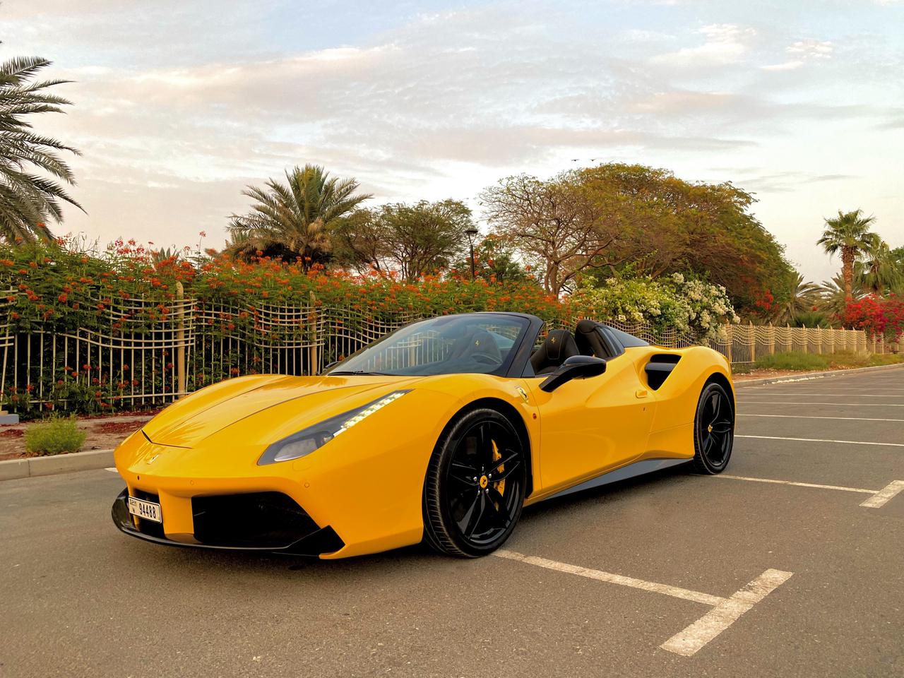 Rent Ferrari 488 YELLOW 2018 in Dubai , UAE 