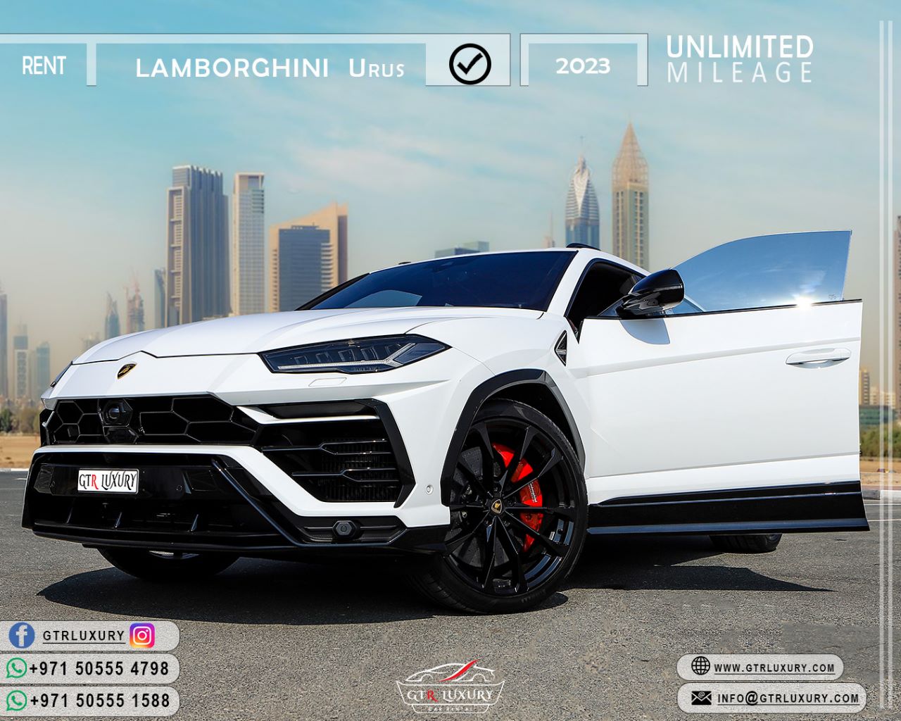 Rent Lamborghini Urus WHITE 2023 in Dubai , UAE 