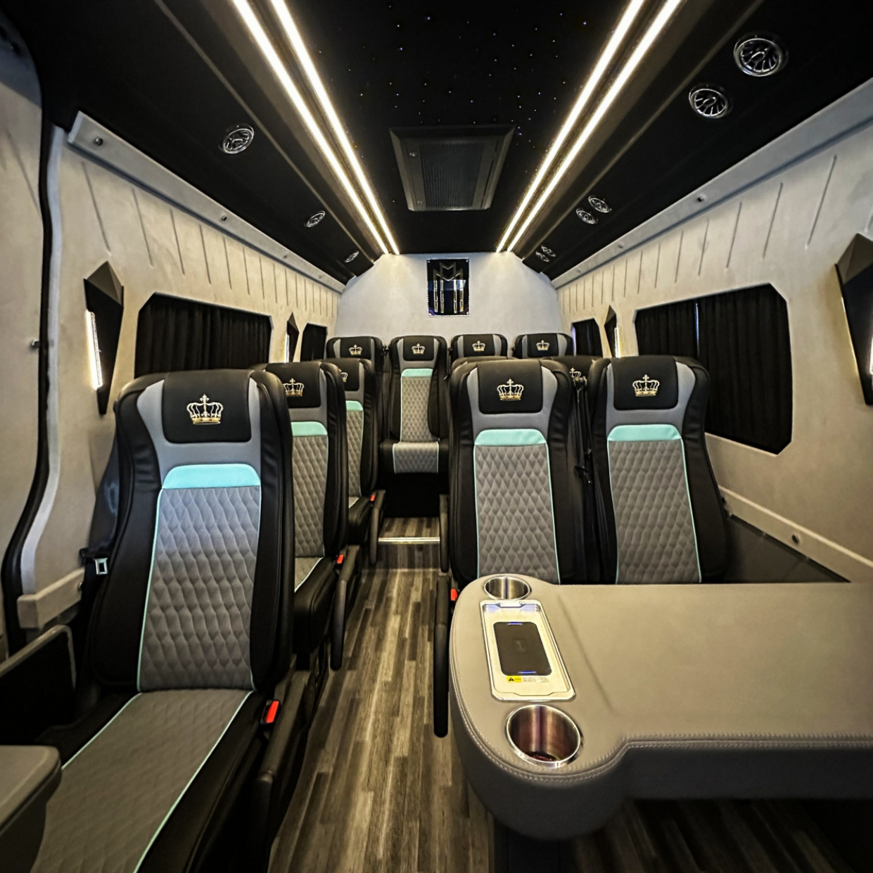 Rent Maybach Royal Sprinter 9 Seater BLACK 2025 with chauffeur in Dubai , UAE 