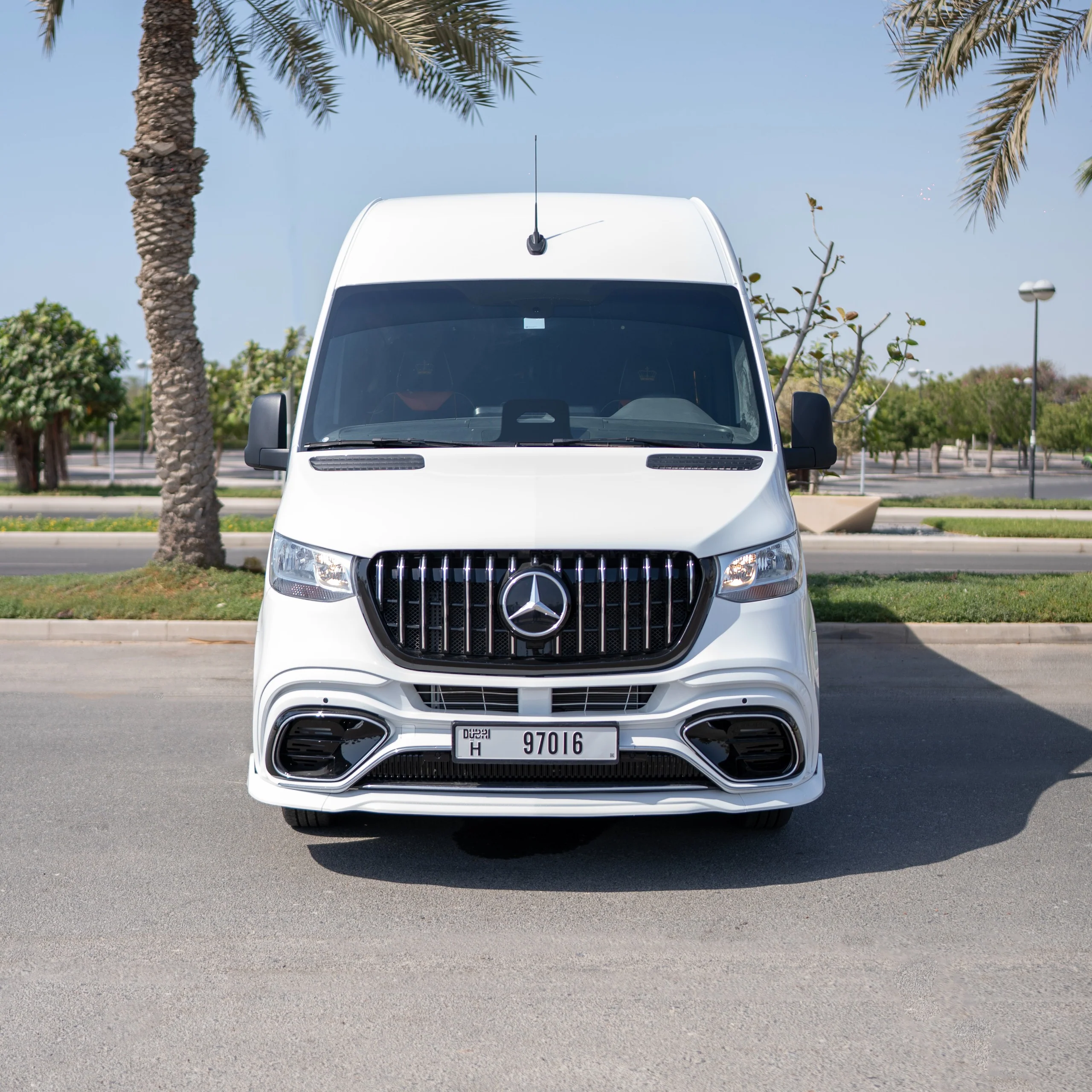 Rent Maybach Royal Sprinter 9 Seater WHITE 2025 with chauffeur in Dubai , UAE 